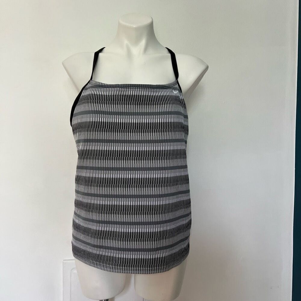 Nike Racer Back tank top built in bra with pads black and white